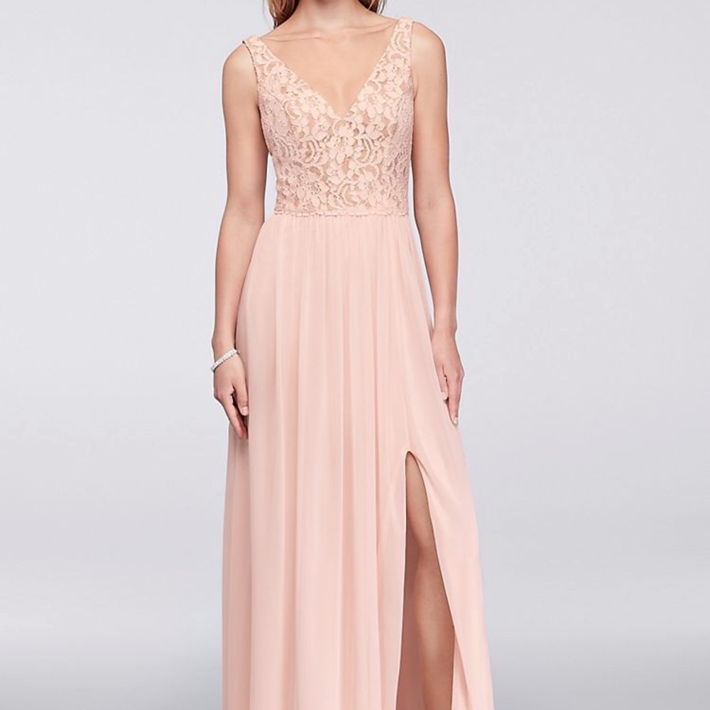 David’s Bridal Illusion V-Neck Lace and Mesh Dress